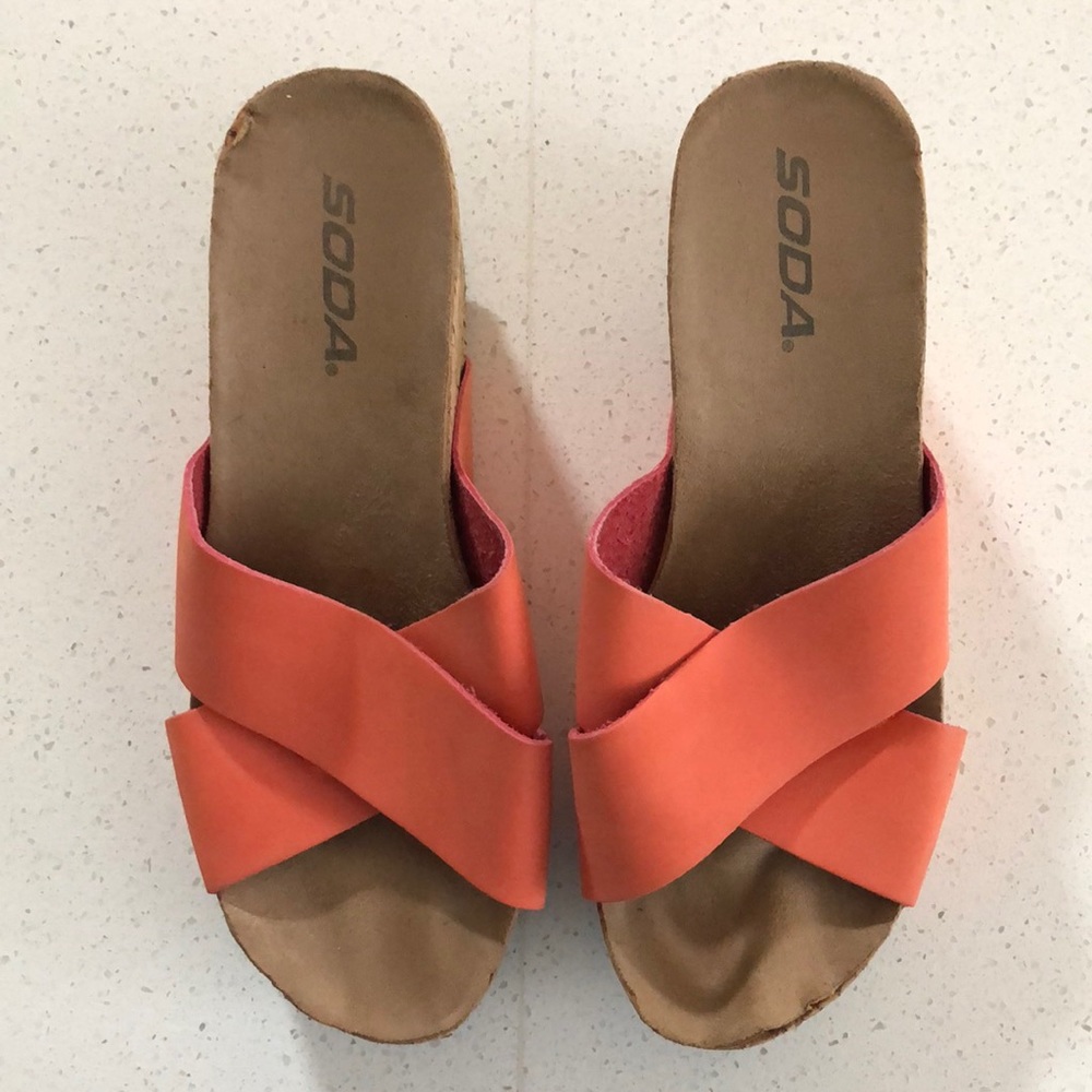 Orange Cork Sandals